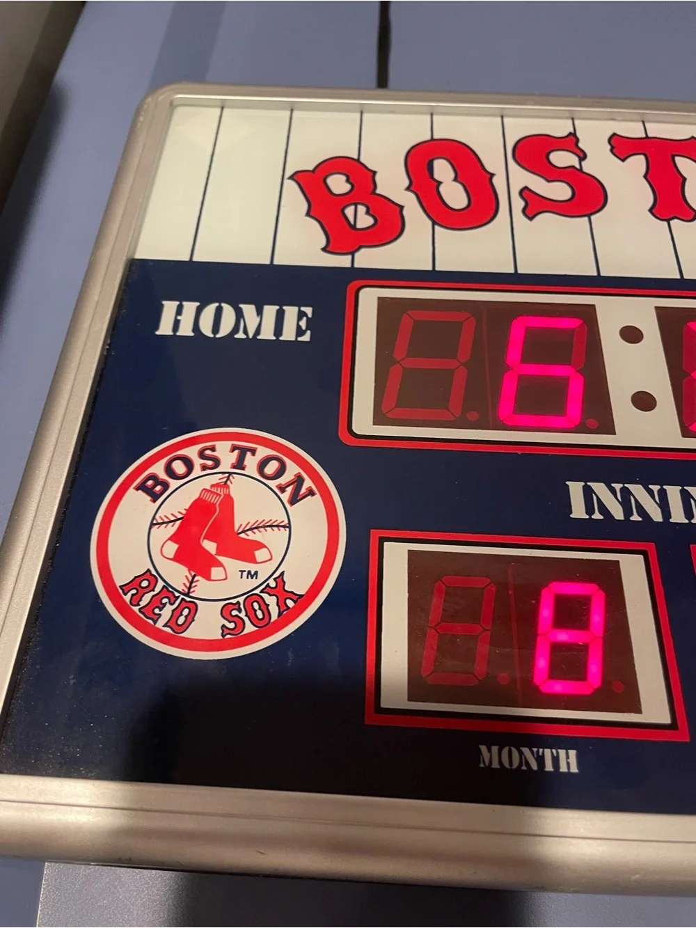 Boston Red Sox Themed LED Wall Clock in Navy, White & Red